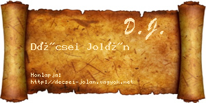 Décsei Jolán névjegykártya