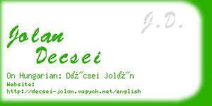 jolan decsei business card